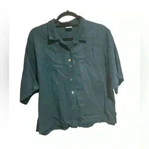 Gerties Button Up Shirt Lyocell Tencel Size Large Artsy Lagenlook Boxy Blouse